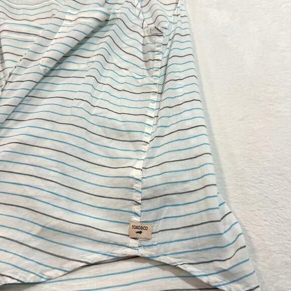 Toad & Co M Blue Striped Sleeveless Top Buttons Summer Beach Preppy Cozy Coastal - Picture 3 of 10